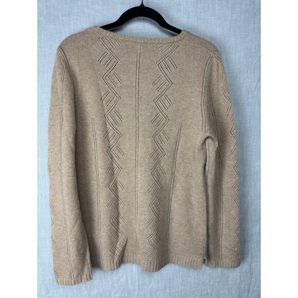 Garnet Hill Beige Crochet Cashmere Sweater Womens Large - Picture 6 of 6